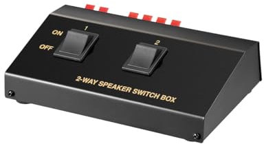 Goobay 60928 2fach Lautsprecher Umschaltbox / Umschalter für 2 Lautsprecherpaare / 4 Boxen Lautsprecher Switch / Lautsprecherkabel Federklemmen / Stereo Audio Schalter / Schwarz