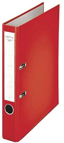 Leitz Centra 231136 Standard-Ordner (grauappe RC, mit PP-Folie kaschiert, A4, 5,2 cm Rückenbreite, Chromos) rot