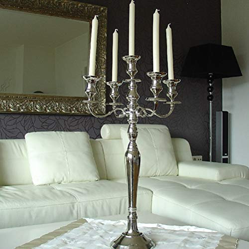 Kerzenleuchter 80cm, 5-flammig, Kerzenständer vernickelt von Dekowelten mit Stumpenkerzen - Funktion!