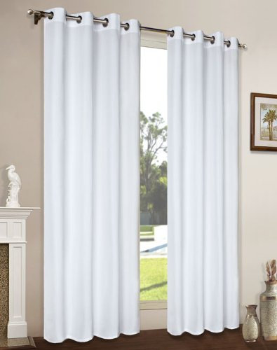 Mikrofaser Vorhang blickdichte Matte unifarbene Gardine, Weiß Ösen, 225x140 Schal. Material aus Microsatin-Gewebe., 204000