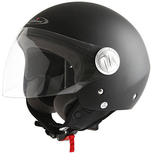 Scotland Casque de Moto/Scooter avec Longue Visiere, Unisex, Noir Mat, 59-60 (L)