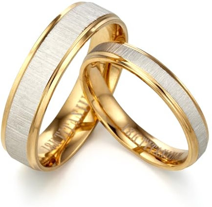 Gemini Dos tonos Anillo de oro Anillo de plata Anillo de compromiso(con grabado personalizable, de titanio) 4mm 6mm