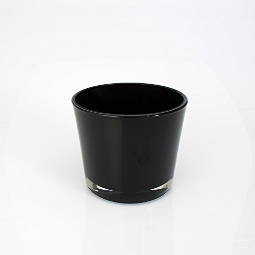 INNA-Glas Blumentopf - Windlicht Alena, schwarz, 12,5cm, Ø 14,5cm | Konisches Glas - Pflanzgefäß