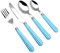 EXZACT Color Edelstahl-Besteck Set 24 Stück - 6 x Tafelgabeln, 6 x Tafelmesser, 6 x Abendessen Löffel, 6 x Teelöffel (Blau)