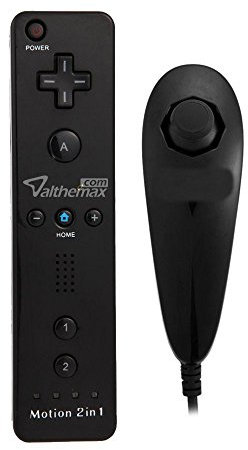Althemax Remote Plus Nunchuk Schutzhülle für Wii, Silikon, Weiß / Schwarz / Blau / Pink (Schwarz)