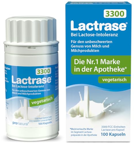pro natura Lactrase 3300 vegetarisch – 100 Lactase Kapseln bei Lactose-Intoleranz, für den unbeschwerten Genuss von Milch und Milchprodukten
