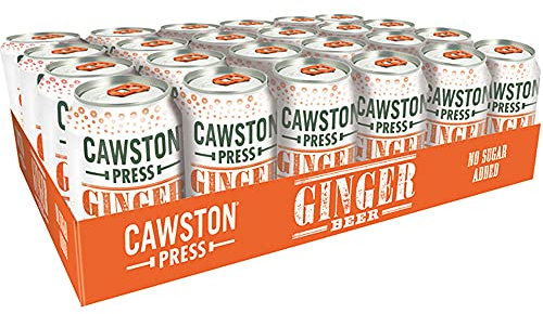 Cawston Press Fizzy Ginger Beer Fizzy Drink Blended with Sparkling Water and Pressed Apple Juice (330ml x 24 cans) Gluten Free - Vegan - No Added Sugar