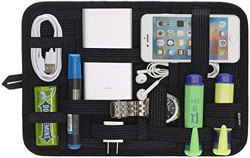 Elektronik Organizer, JOTO Travel Management Organisieren Tasche für Elektronik Zubehör Werkzeuge Festplatte Speicherkarte Flash Drive Kabel Ladegerät Kosmetik Personal Care Kit - Groß,Schwarz