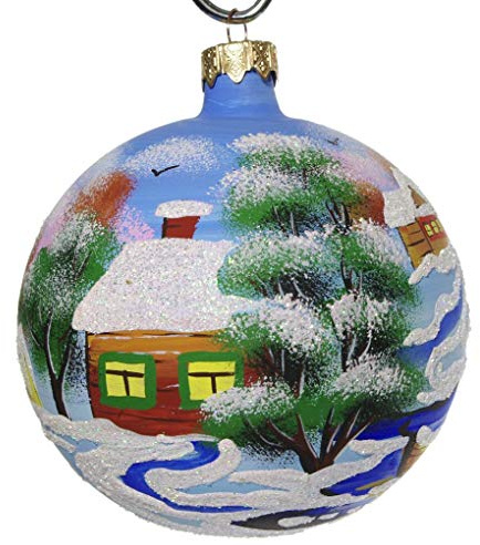 HolidayGiftShops Handbemalte Weihnachtskugel Ukrainian Countryside.