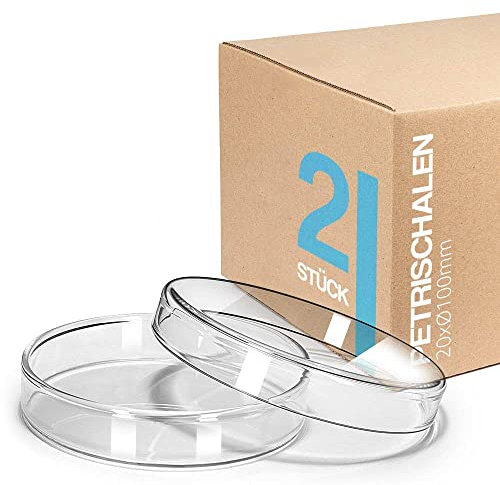 Tuuters 2X Petrischale aus Glas, starkwandig, Laborqualität, sterilisierbar (20 x 100mm)