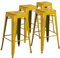 Flash Furniture Handelsübliche Qualität, 4 Stück, 76,2 cm hoch, rückenfrei, Used-Look, Metall, für drinnen und draußen
