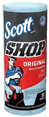 Scott Shop Towels Original 75130 – robuste blaue Handtücher – 1 blaue Rolle x 55 Einwegtücher (insgesamt 55 Papiertücher)