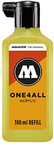 Molotow ONE4ALL Refill Acryl, Farbe 220 neon gelb floureszierend 180 ml, Nachfülltinte für Permanentmarker