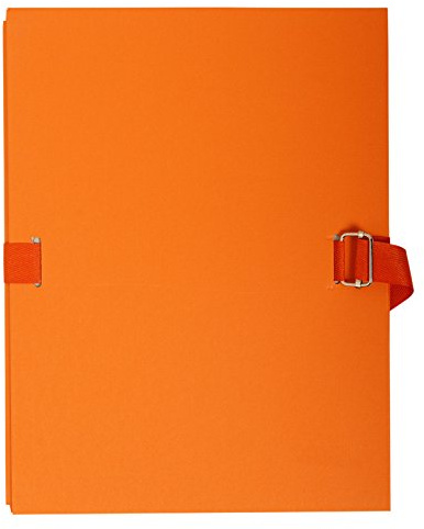 Exacompta 734E Dokumentenmappe DIN A4 mit dehnbarem Rücken bis zu 13 cm aus starkem Karton mit gefärbtem Stoffeinband orange ideal für Ihre Unterlagen und Dokumente