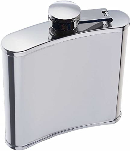 BarCraft Flachmann aus Edelstahl mit Geschenkbox, silber, 170 ml, 9.5 x 2 x 11 cm, Flachmann als Behälter für Alkohol, Schnaps, Whisky und Wodka