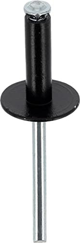 Restagraf - Rivets Épanouis Noirs pour Plaques d'Immatriculation - Diamètre 4,8 mm - Fixation Durable sur Carrosserie ou Support Plastique - Réf. 224867 - Blister de 19