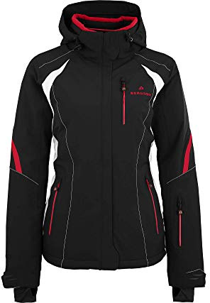 Bergson SNOWTASTIC | Damen Skijacke, wattiert, 20000mm Wassersäule, Black/Chinese red [9014], 36 - Damen