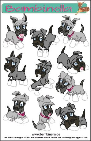 Bambinella® Stickerparade - 10 Sticker - Motiv: Hund Schnauzer