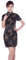 JTC Femme Robe Courte Chinois Cheongsam Motif de Paon et Dragon en Brocart-noir (34-36/Asie M)