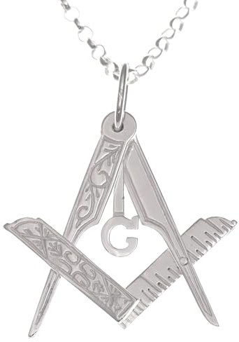 Halskette mit faltbarem Freimaurer-Anhänger, Sterling-Silber, 45,7 cm Kettenlänge