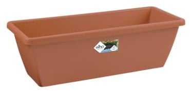 Elho Barcelona Trough 90 - Fioriera per Balcone esterno - Ø 89.8 x H 16.0 cm - Marrone/Terra