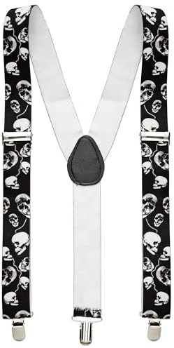 Hosenträger schwarz Totenkopf toten skull halloween horror kopf braces bretelle