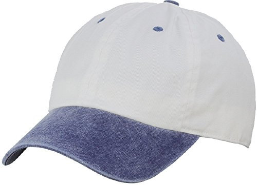NYFASHION101® Unisex Regulierbar Low Profile 6-Felder Baseball Kappe LOW100, Natürlich/Blau