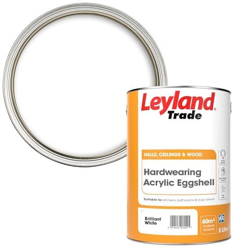 Leyland Trade 264369 Acrylic Eggshell Paint - Brilliant White, 5 l (Pack of 1)