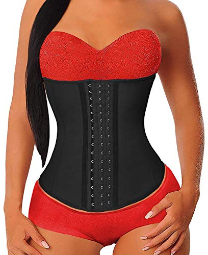 YIANNA Women's Underbust Latex Sport Girdle Waist Trainer Corsets Cincher Hourglass Body Shaper Weight Loss (Black, M)