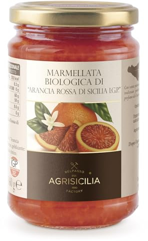 Marmellata biologica di Arancia rossa di Sicilia I.G.P., con frutta biologica, ideale per colazione e merenda, vasetto da 360 grammi