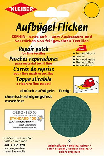 Kleiber + Co.GmbH Aufbügel-Flicken Zephir, 12 Grün (Pack of 2), ca. 40 cm x 12 cm
