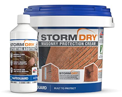 Stormdry Masonry Waterproofing Cream 3L + Stormdry Repointing Additive II - BBA Approved Brick Sealer - 25 Year Protection Against Penetrating Damp