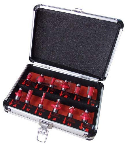Excel 12 Piece Router Bit Set 1/4 Shank Tungsten Carbide With Case