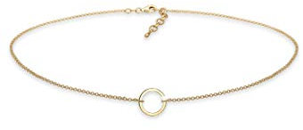 Elli Halskette Damen Choker Kreis Trend Geo in 925 Sterling Silber Vergoldet
