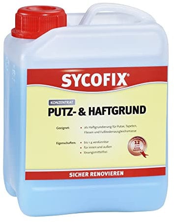 SYCOFIX Putz- und Haftgrund LF Konzentrat 2 Liter, Grundierung für saugende und nichtsaugende Untergründe, vor Beschichtungesarbeiten wie Putzen, Tapezieren, Fliesenlegen, transparent, lösemittelfrei