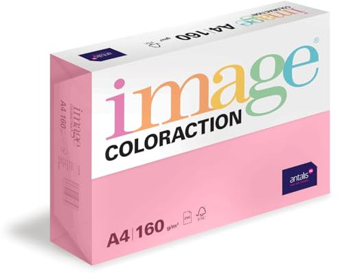 Image Coloraction Coral - farbiges Kopierpapier - DIN A4, 210 x 297 mm, 160 g/m² - buntes, holzfreies Druckerpapier für Kopierer - 250 Blatt - Rosa