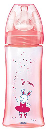 Dodie Biberon Anti-colique Initiation+ 6+ Mois Tétine Ronde Débit 3 Rose Danseuse 330 ml 5443587