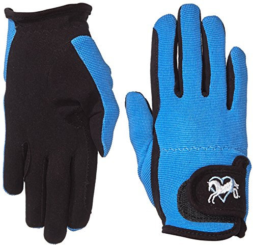 Riders Trend Damen Reiter Handschuhe Reithandschuhe Amara Palm mit Elastan-Material Atmungsaktive, Black/Sky, cm