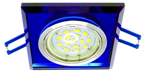 Trango 1er Set Design LED Einbaustrahler 6736B-01B I Einbauleuchten I Deckenstrahler I Strahler aus blauem Glas & Alu inkl. 1x GU10 LED Leuchtmittel I direkt 230V I Deckenspots I Einbauspots I Spots