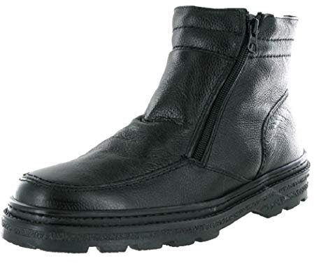 Roamers Stivaletti da uomo in pelle calda foderati in pelliccia con cerniera, taglia 39-46, colore nero, Nero , 45 EU