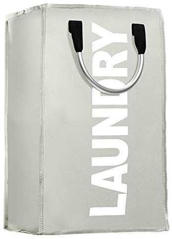 IHOMAGIC Cesto para Ropa Sucia Plegable con Asas Bolsa, Colada para Baño Organizador Lavandería Material 600D Oxford, Resistente Portátil de Viaje para Cocina, Dormitorio, Hotel, Capacidad 40L, Gris