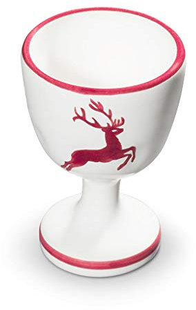GMUNDNER KERAMIK Coquetier Lisse | Diamètre : 4.9 cm | Cerf en Rouge Bordeaux | Vaisselle, fabriquée à la Main en Autriche