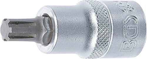 BGS 4154 | Bit-Einsatz | Keil-Profil (für RIBE) M9 | Antrieb Innenvierkant 12,5 mm (1/2) | Länge 55 mm | Chrom-Vanadium-Stahl | verchromt, matt | mit Rändelung