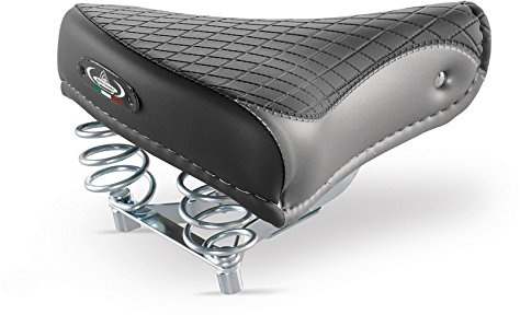 Selle Montegrappa FAHRRADSATTEL CITYSATTEL Leder Damen Herren für CITYRAD BEACHCRUISER HOLLANDRAD in Vintage Retro Look 1750 Export Schwarz/Grau - Made in Italy