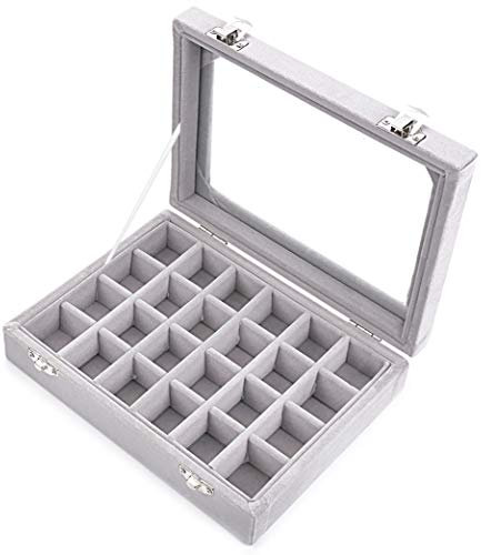 Ivos 24 Fächer Damen-Schmuckkasten Schmuckkoffer Schmuckständer Aufbewahrungsbox für Schmuck
