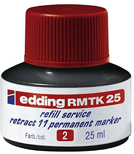 edding RMTK 25 Nachfülltinte - rot - 25 ml - mit Kapillarsystem, ideal zum sauberen und unkomplizierten Nachfüllen der edding Permanent Marker retract 11