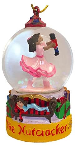 Nutcracker Ballet Gifts, Mini Snow Globe Ornament, Nutcracker Ballet Christmas Decorations of an African American Clara, Ballerina Xmas Baubles for Holiday Home Decor, 4.5 Inches
