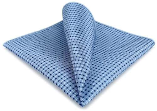 S&W SHLAX&WING Blau Punkte Dotty Men Herren Einstecktücher Seide For Geschäftsanzug