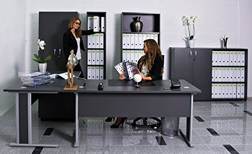 Dila GmbH Komplettbüro in Anthrazit Büroeinrichtung Schreibtisch Büromöbel Büro Standregal Aktenschrank