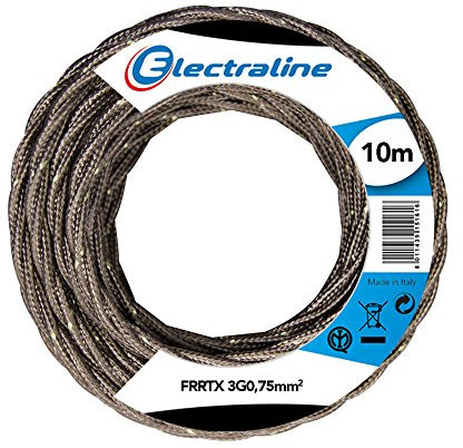 Electraline 16808 Cavo Tessile FRRTX, Sezione 3G0.75 mm, 10 mt, Marrone